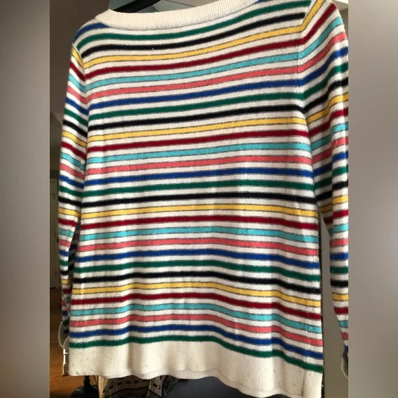 TALBOT'S Multi Colored Horizontal Stripes Sweater  Nylon & Lambs Wool  Size Sp - Picture 2 of 2